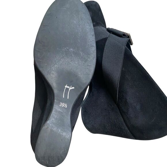 Thierry Rabotin Mary Jane Wedge Shoes 9.5  EU 39.5 Black Suede Dressy Retro - Picture 6 of 7